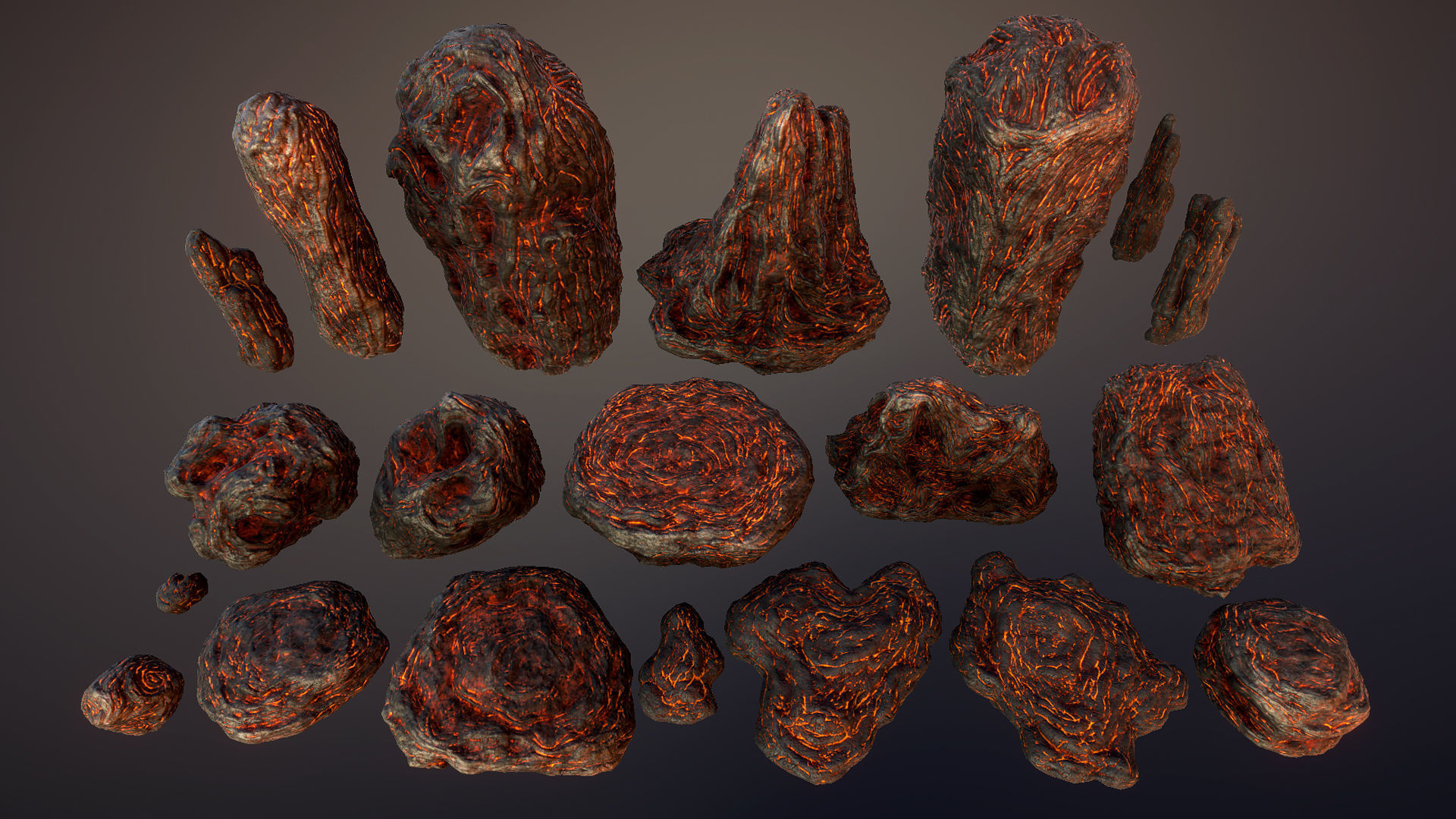 Lava rocks Low-poly 3D model_6
