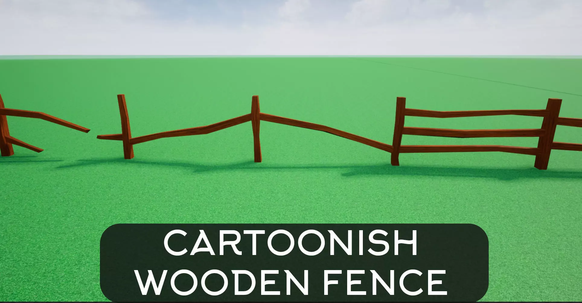 Cartoonish Low poly Modular Wooden Fence Low-poly 3D model_0