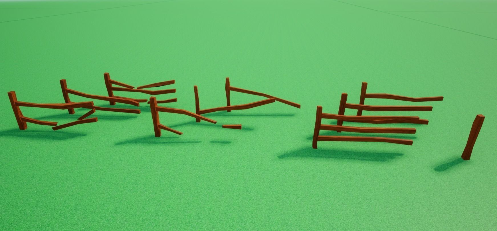 Cartoonish Low poly Modular Wooden Fence Low-poly 3D model_5