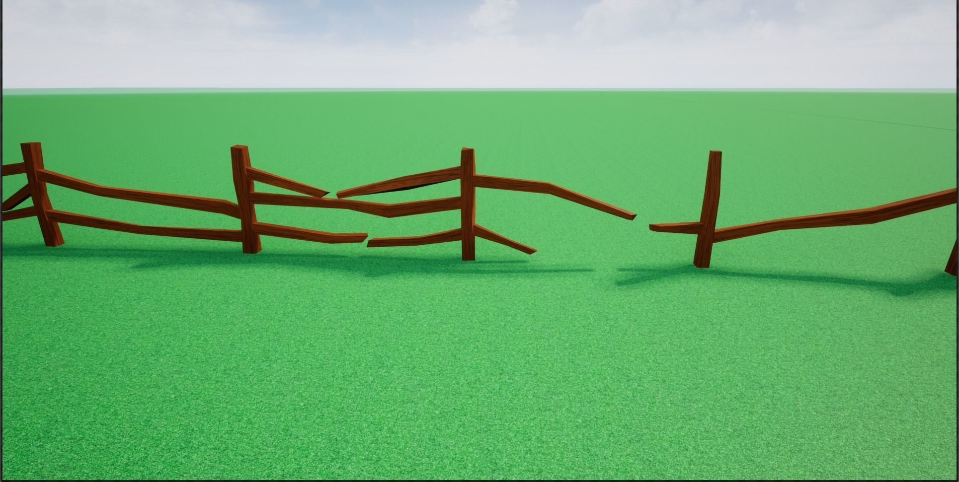Cartoonish Low poly Modular Wooden Fence Low-poly 3D model_8