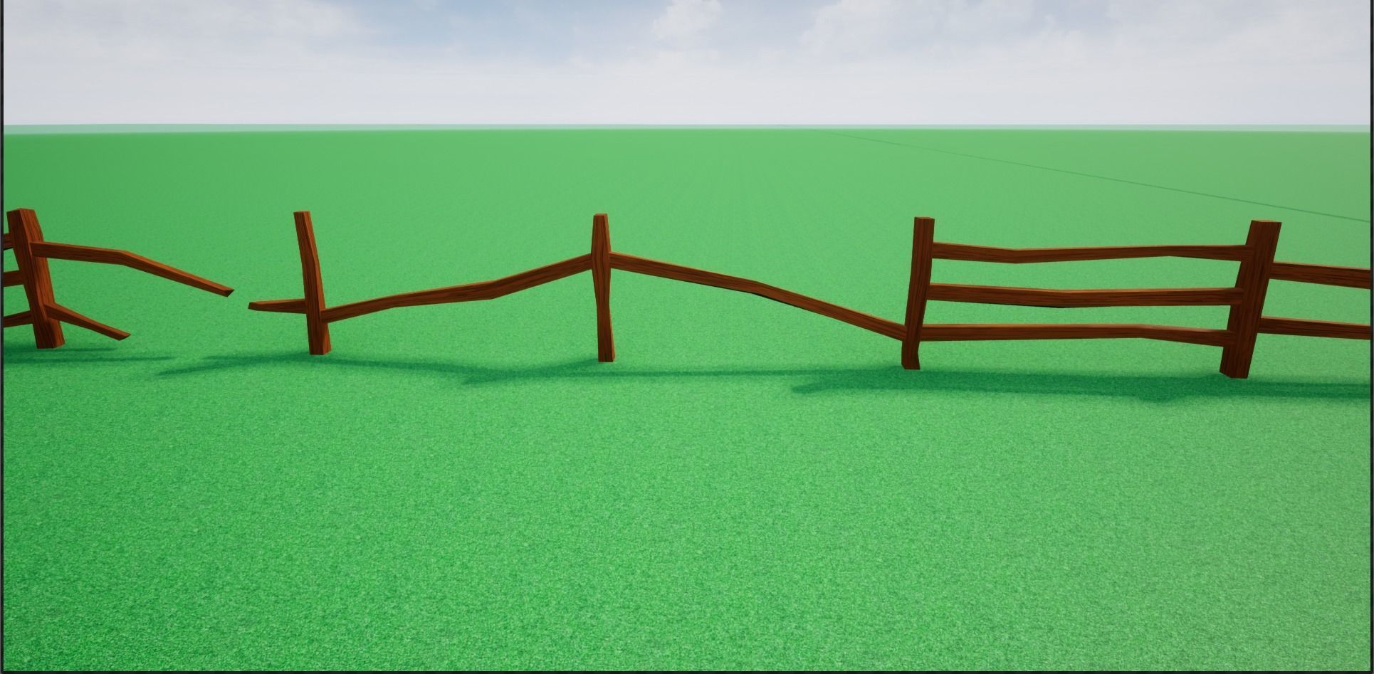 Cartoonish Low poly Modular Wooden Fence Low-poly 3D model_7
