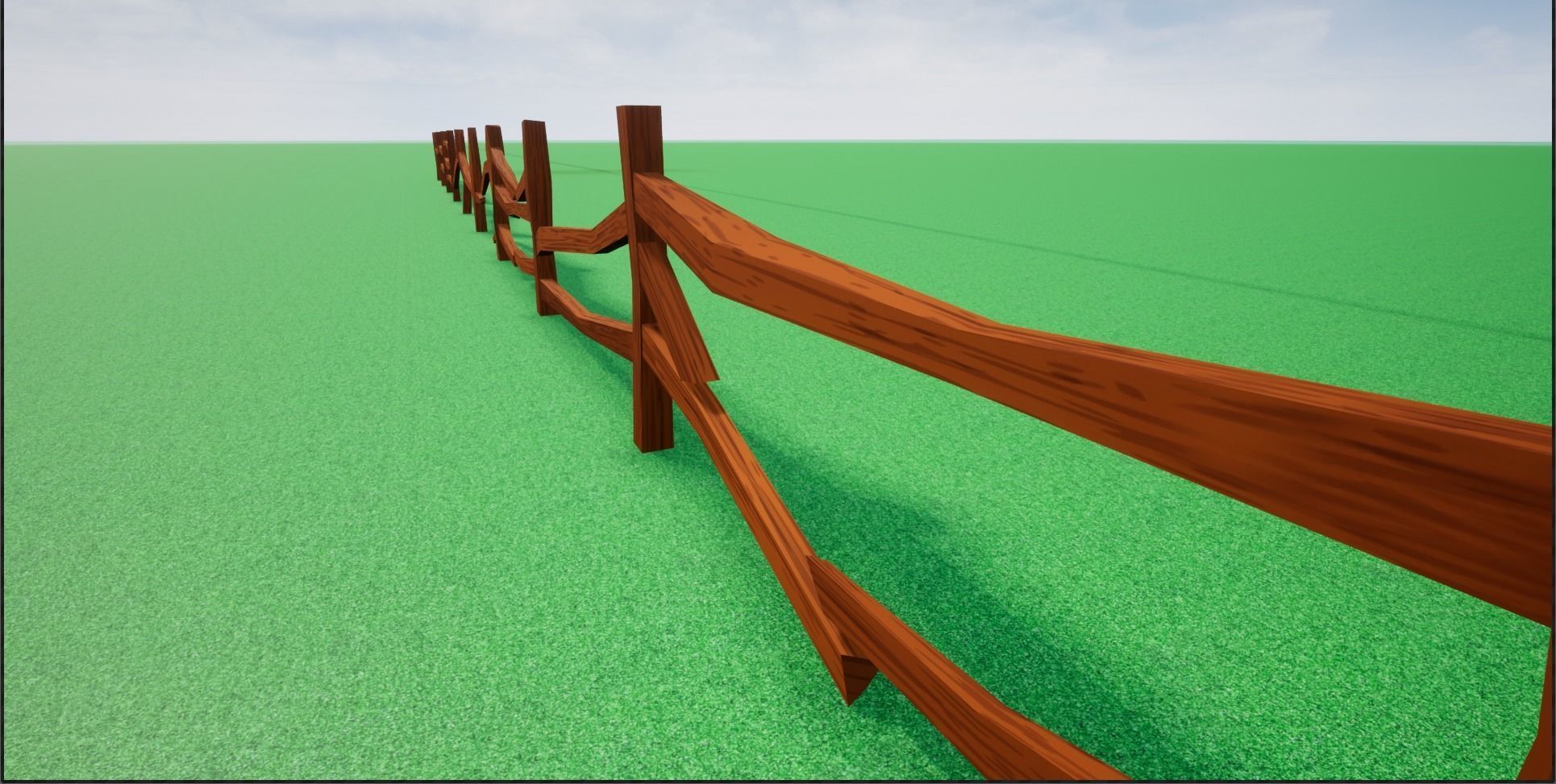 Cartoonish Low poly Modular Wooden Fence Low-poly 3D model_13