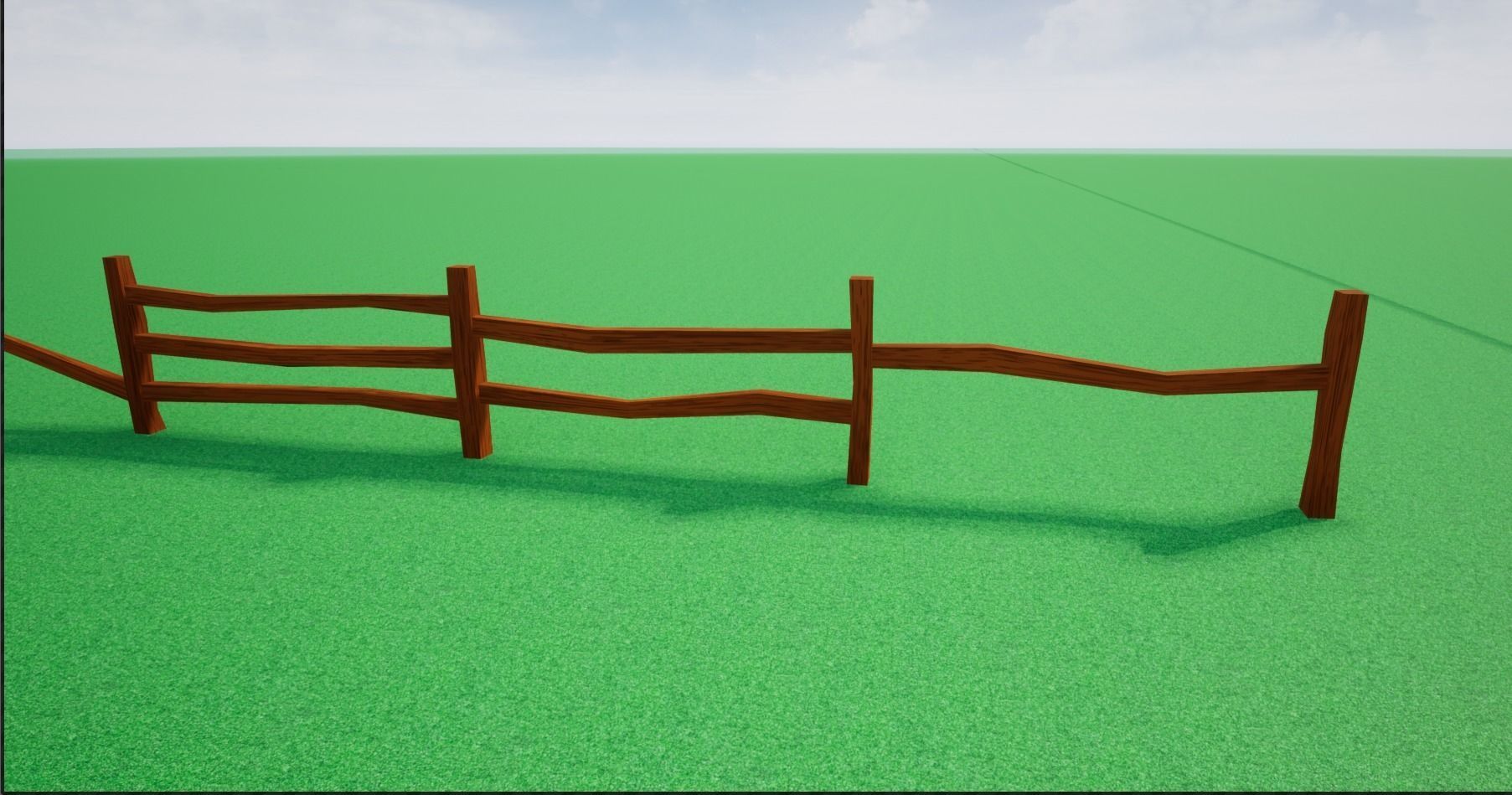 Cartoonish Low poly Modular Wooden Fence Low-poly 3D model_11