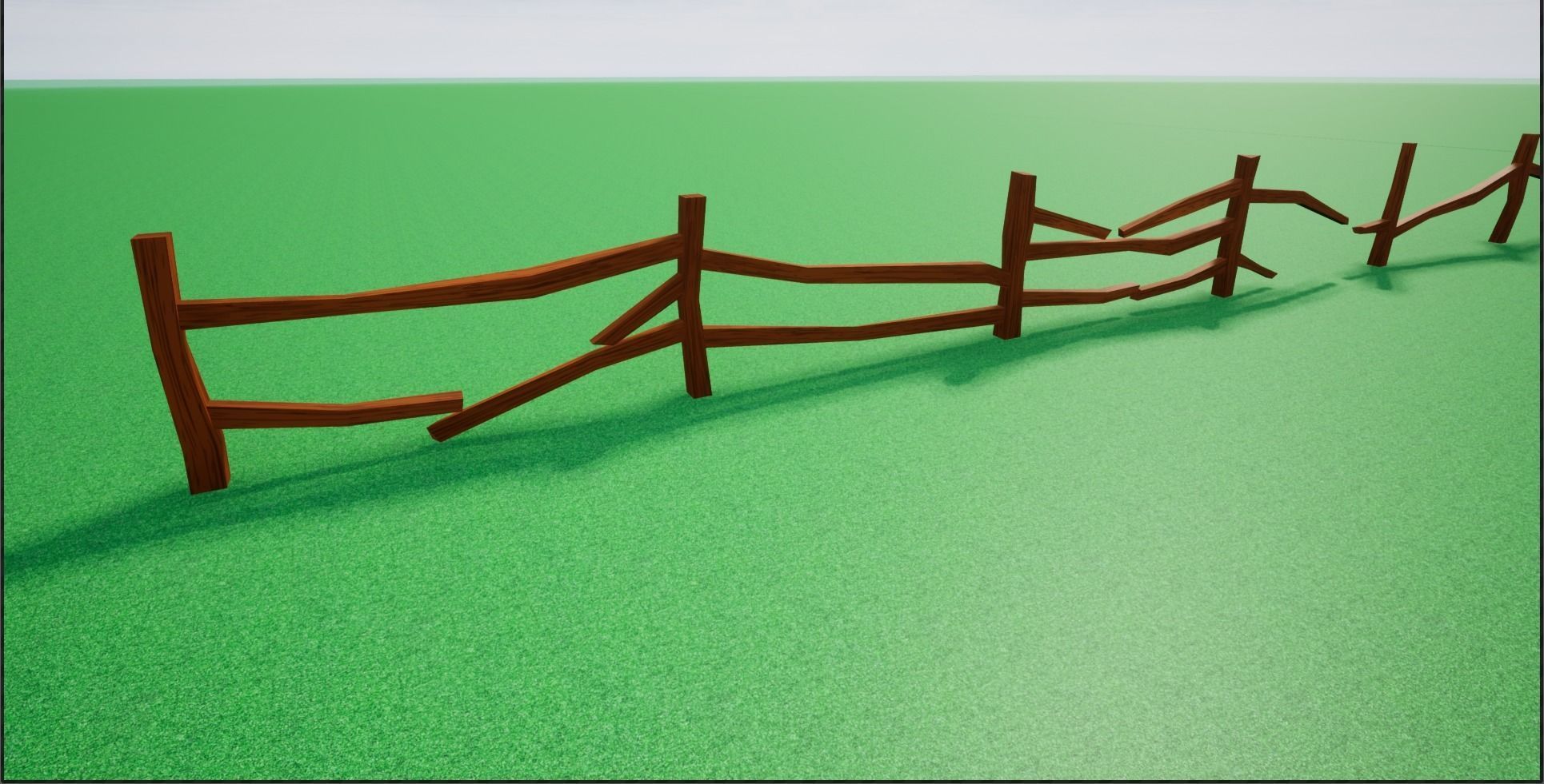Cartoonish Low poly Modular Wooden Fence Low-poly 3D model_9