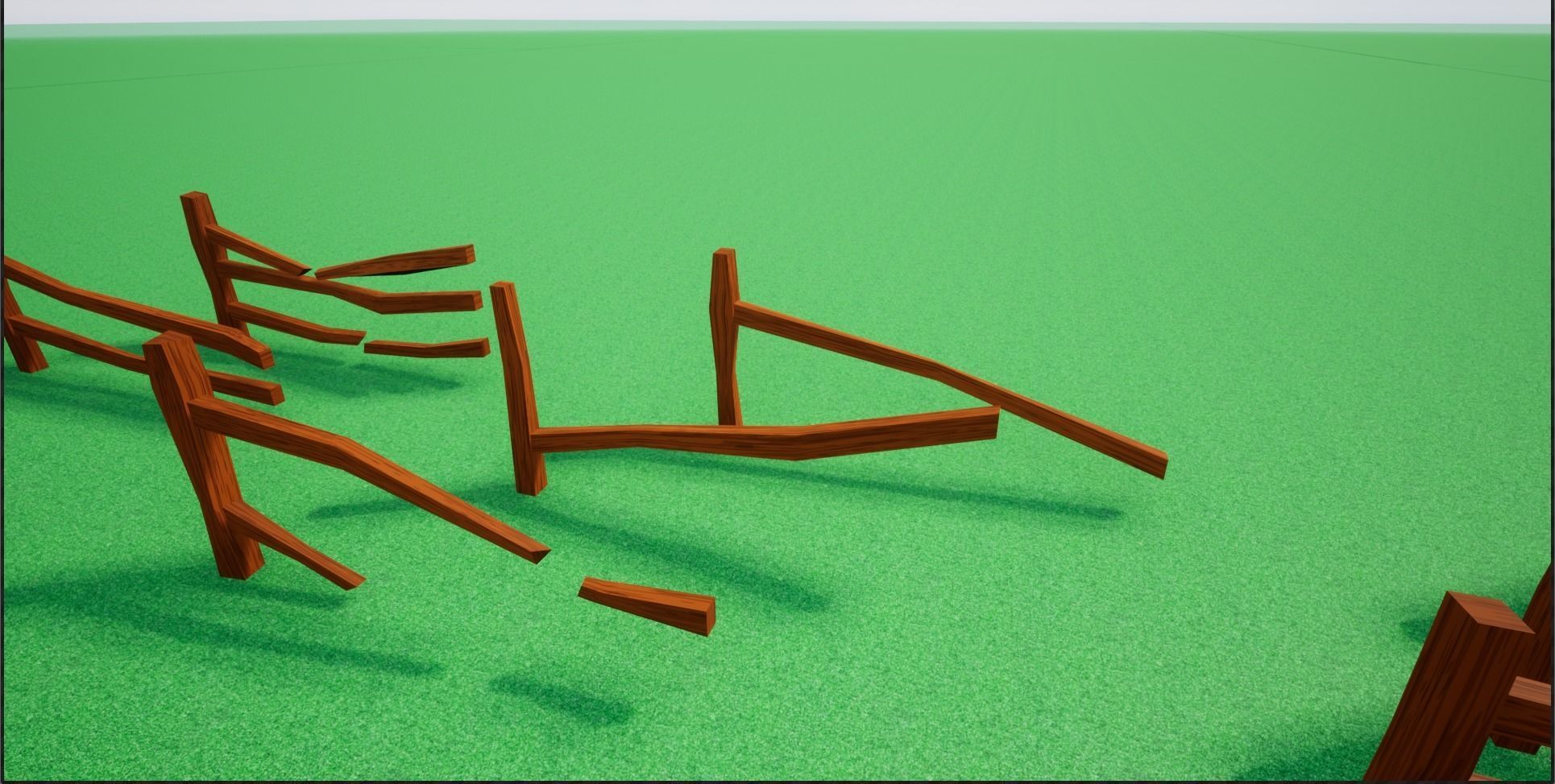 Cartoonish Low poly Modular Wooden Fence Low-poly 3D model_3