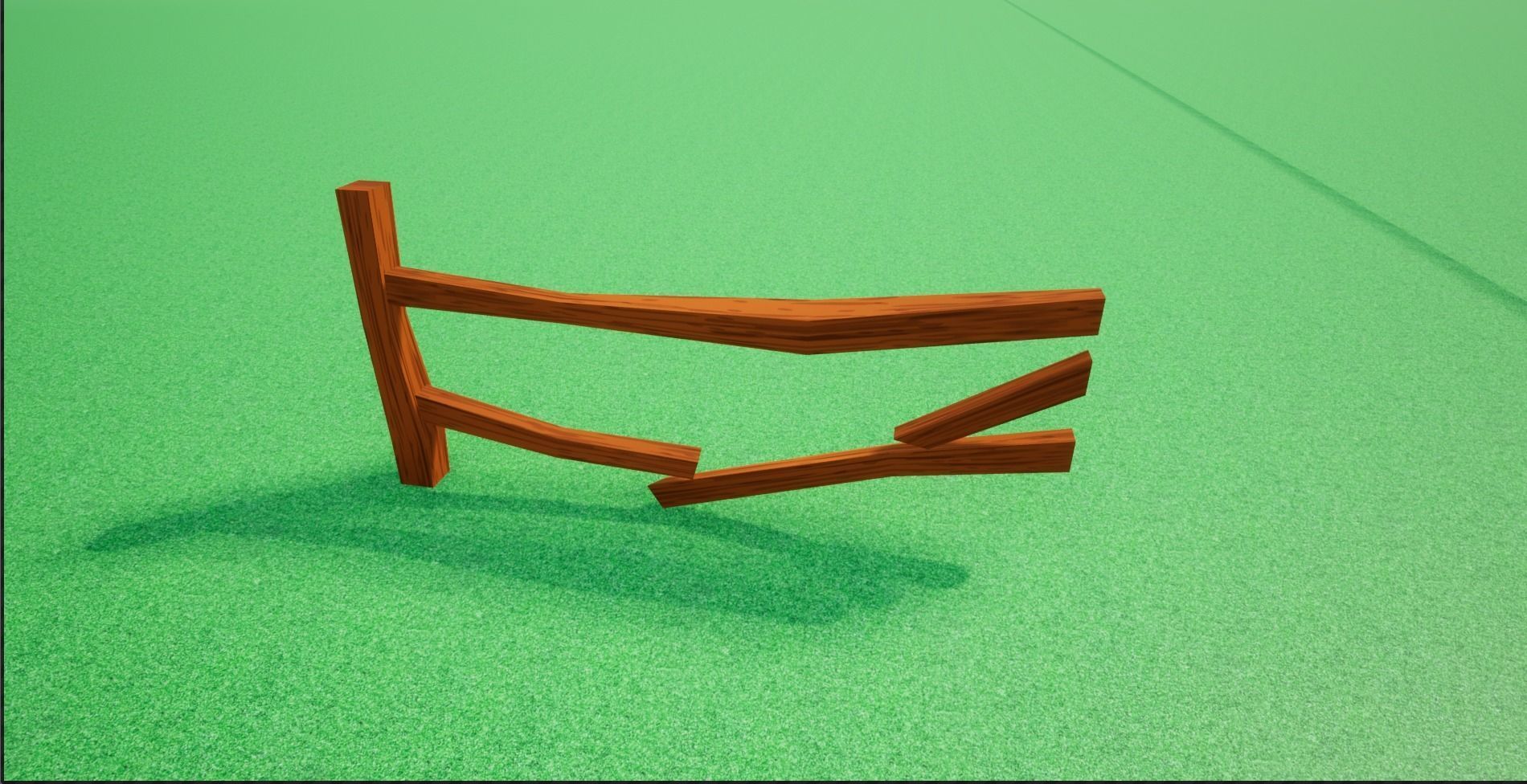 Cartoonish Low poly Modular Wooden Fence Low-poly 3D model_22