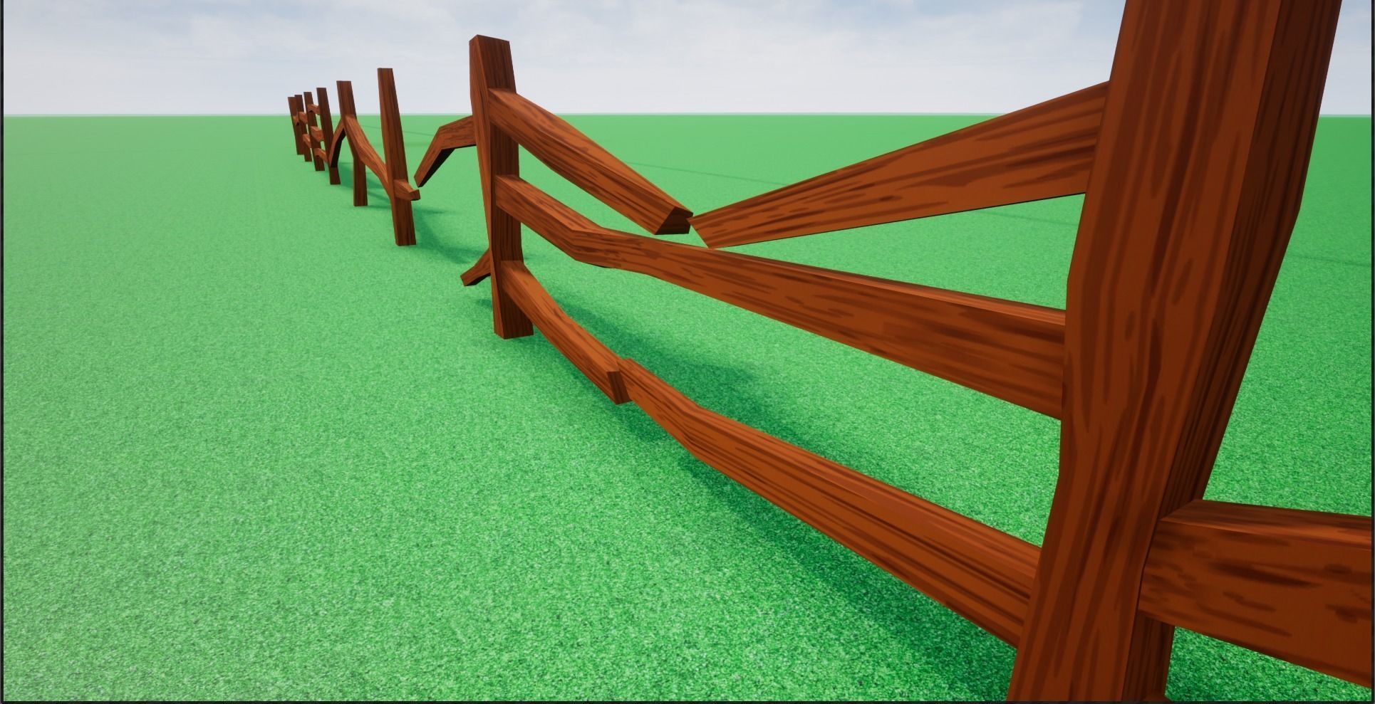 Cartoonish Low poly Modular Wooden Fence Low-poly 3D model_12
