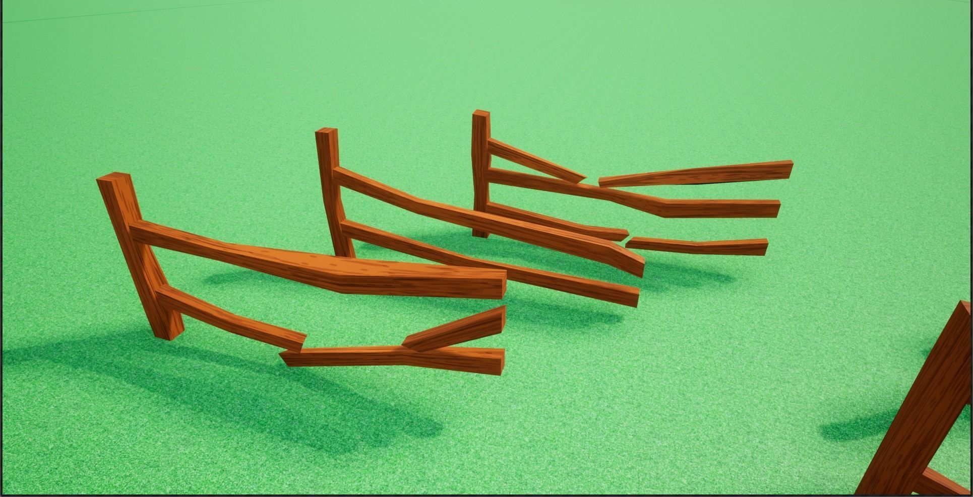 Cartoonish Low poly Modular Wooden Fence Low-poly 3D model_4