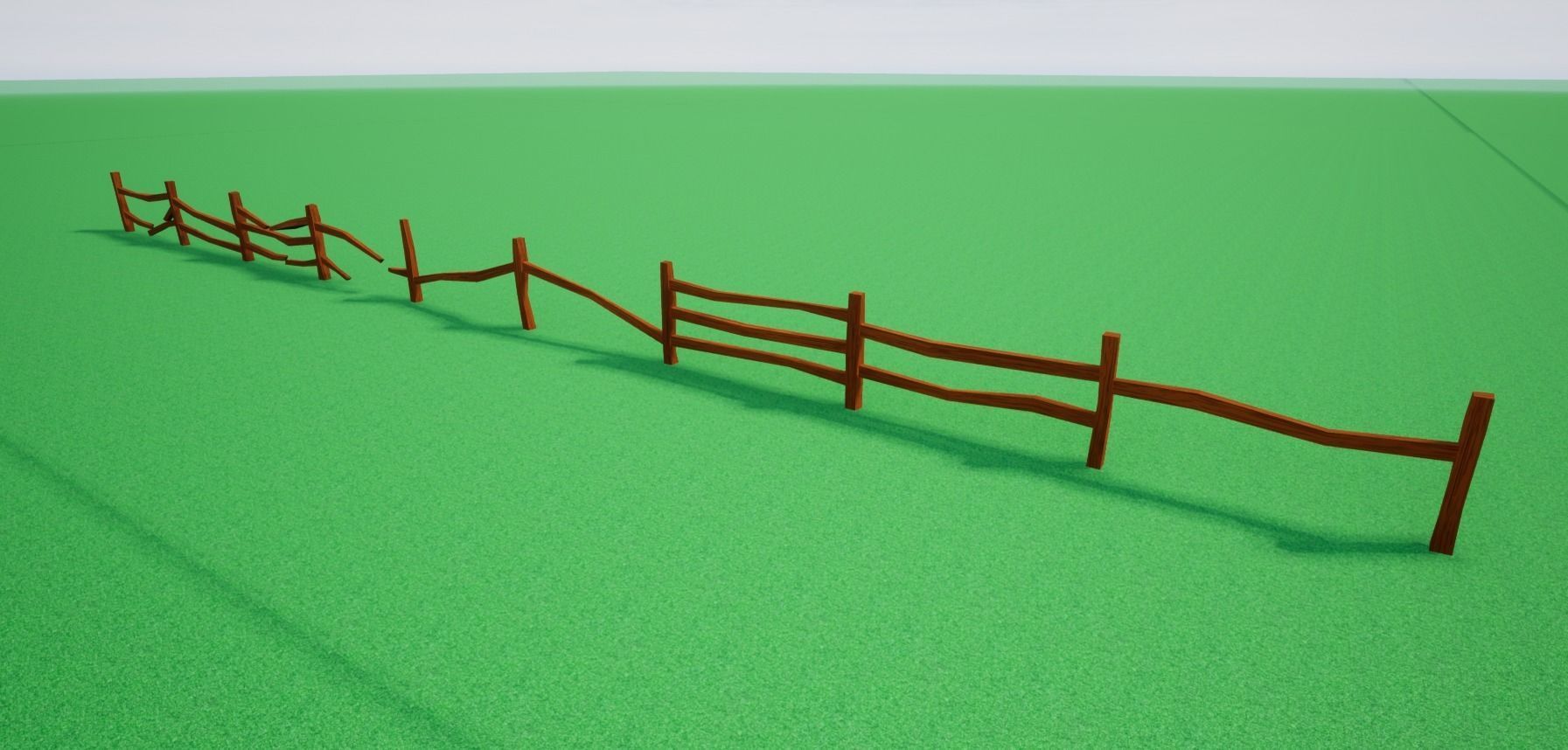 Cartoonish Low poly Modular Wooden Fence Low-poly 3D model_10