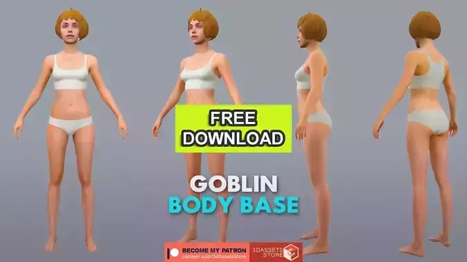 Character - Female Body Base Low-poly 3D model