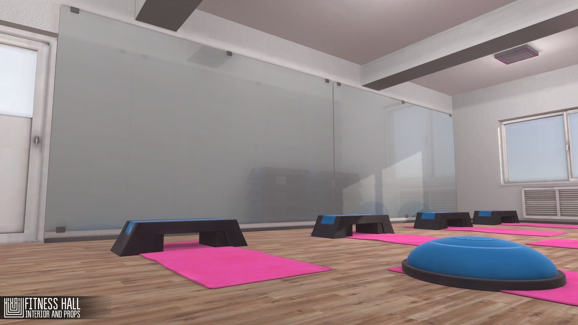 Fitness hall - interior and props 3D model_6
