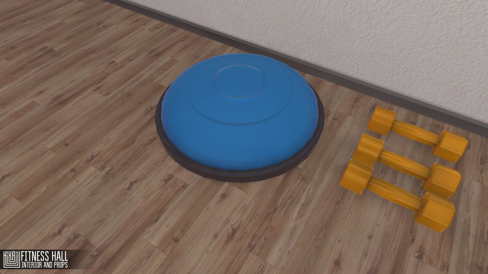 Fitness hall - interior and props 3D model_4