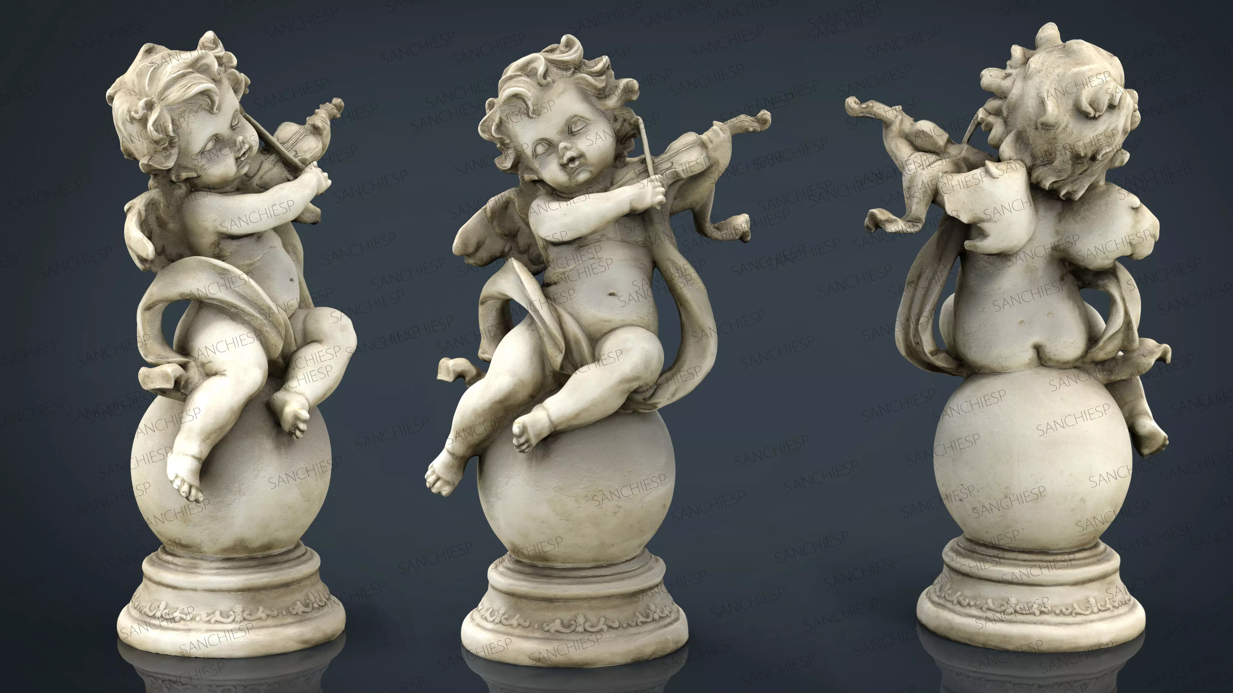 Angel 8 statue of cupid on egg 3D model