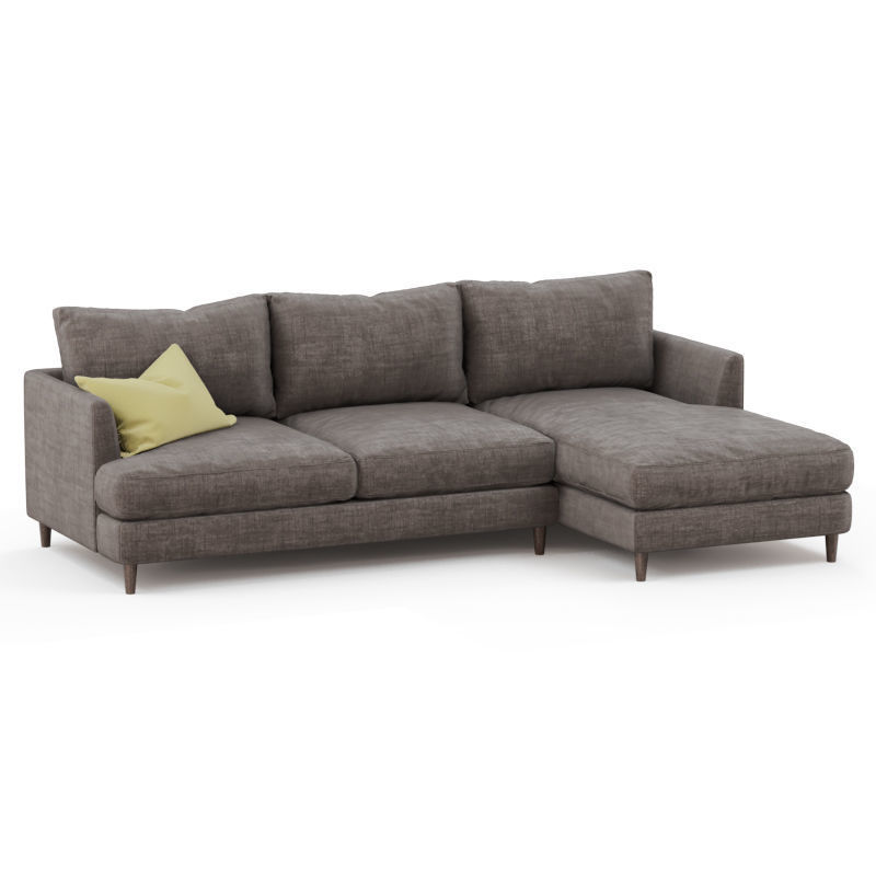 Corner sofa fabric with yellow pillow
