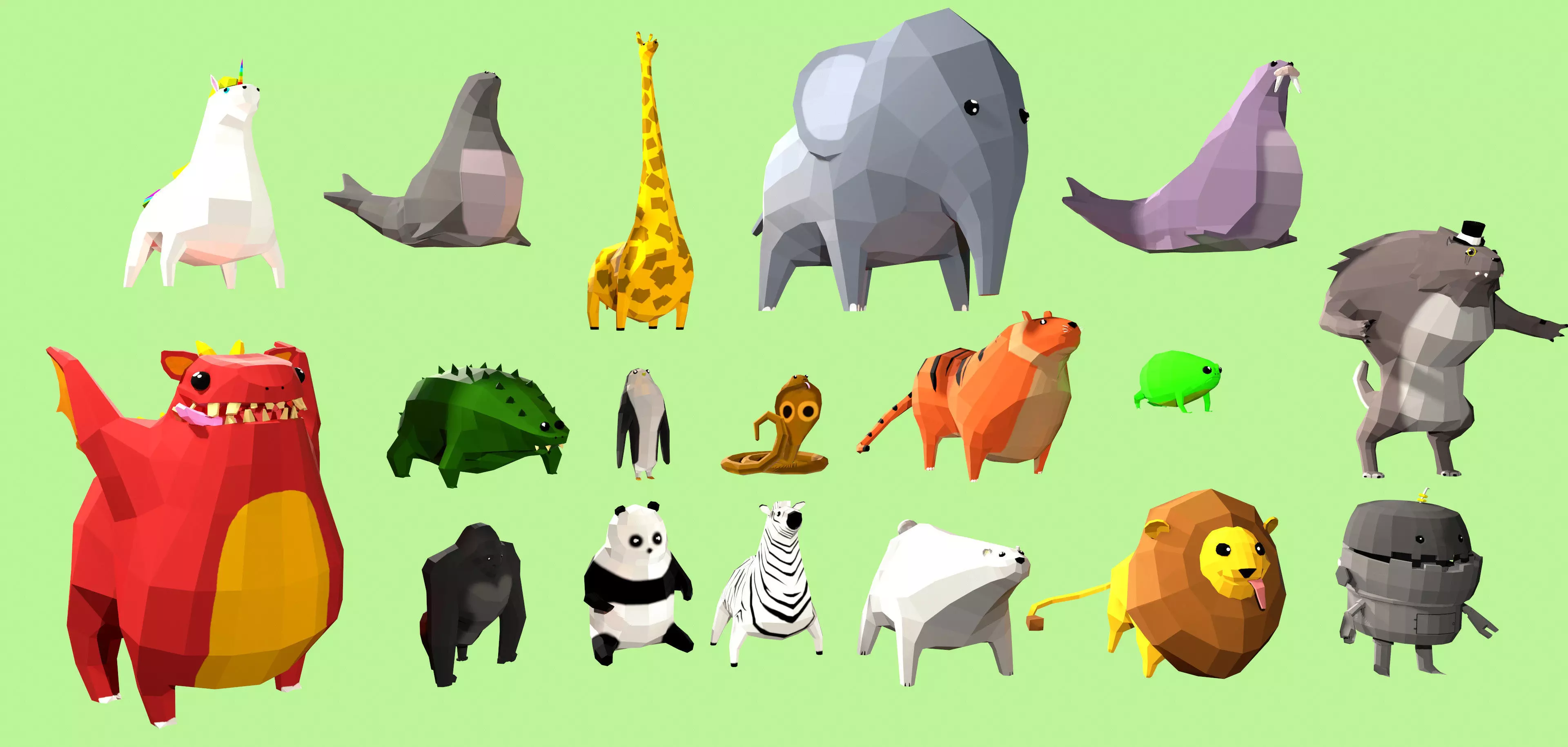 Low Poly Stylized Animals and Creatures Low-poly 3D model
