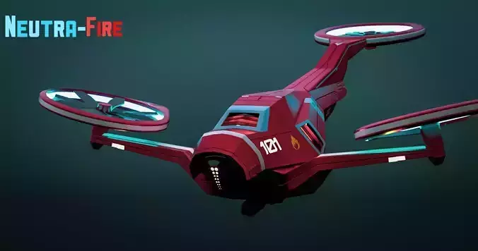Futuristic Drone Low-poly 3D model