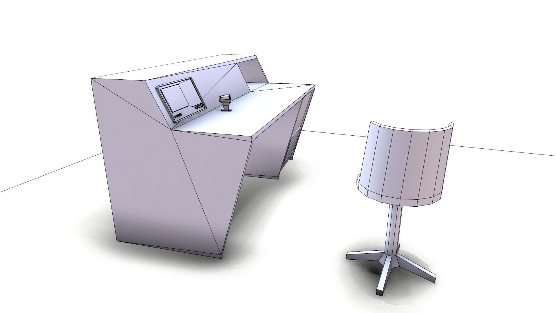Table Chair Low-poly 3D model_14