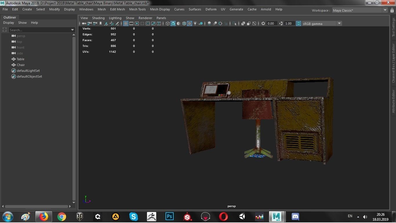 Table Chair Low-poly 3D model_11