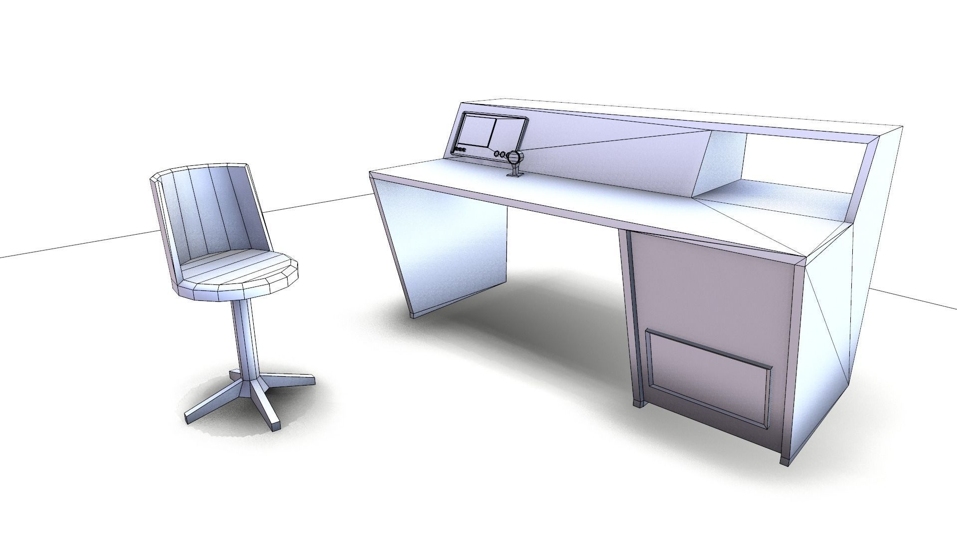 Table Chair Low-poly 3D model_15