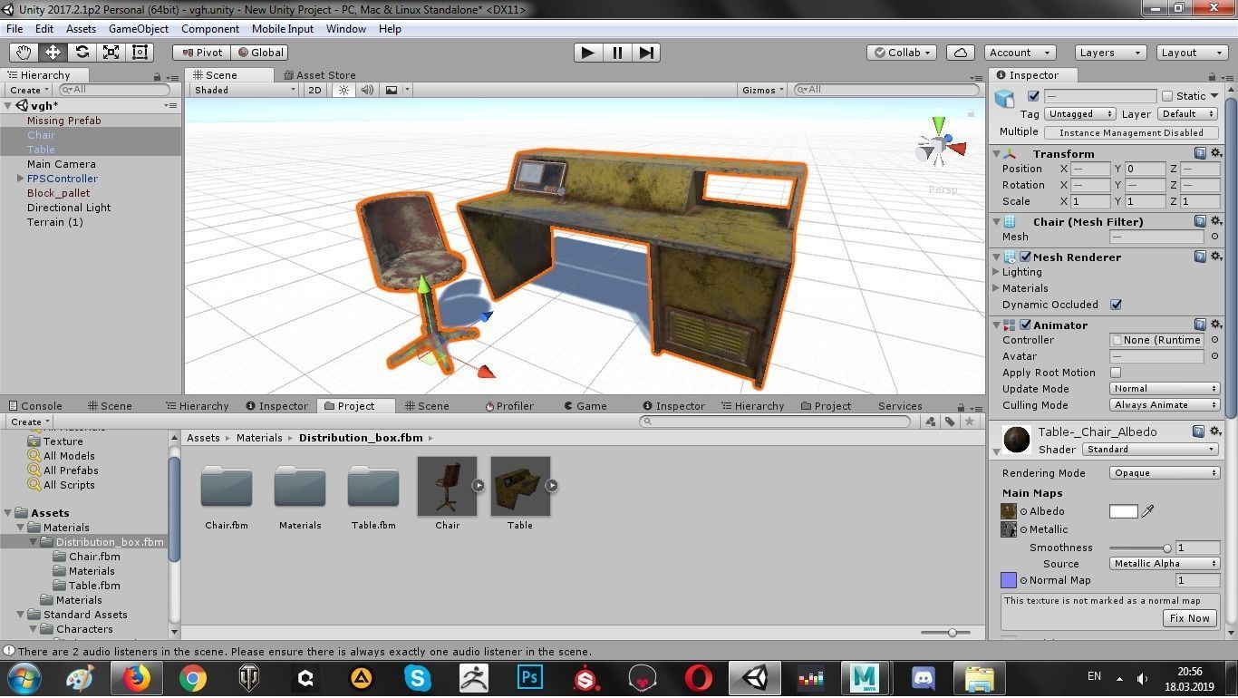 Table Chair Low-poly 3D model_10