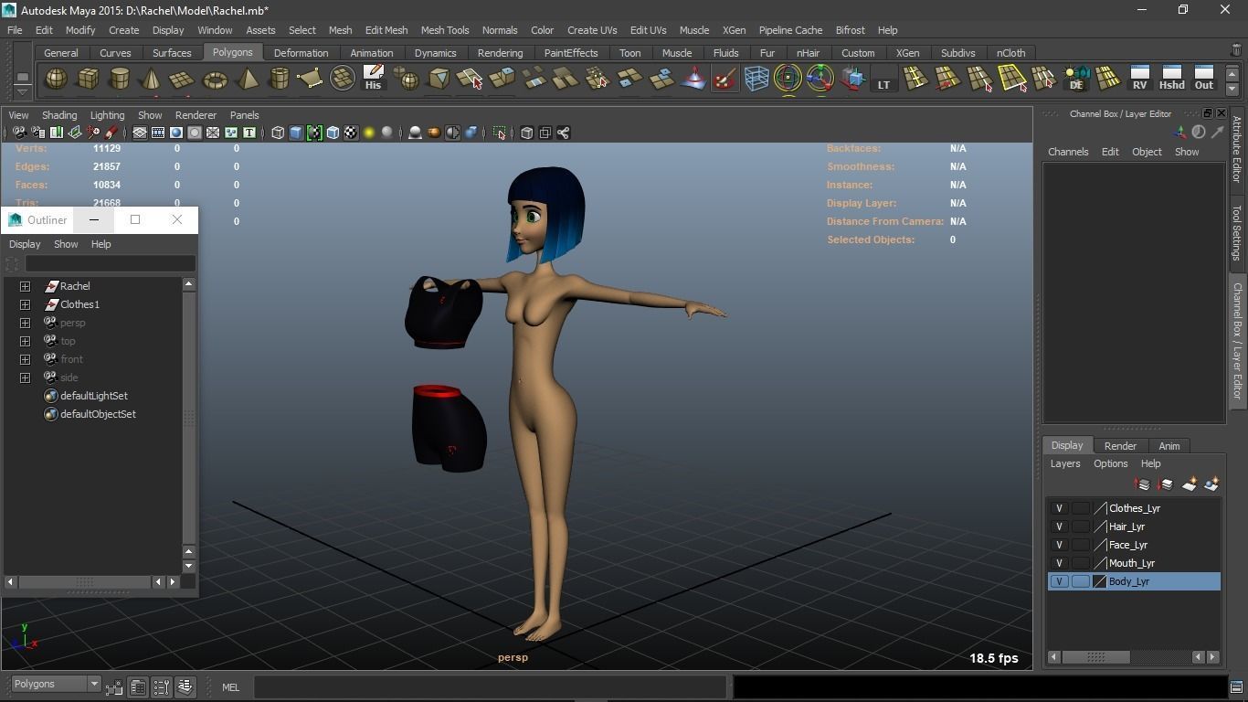 Rachel cartoon Teen Female Character 3D model_40