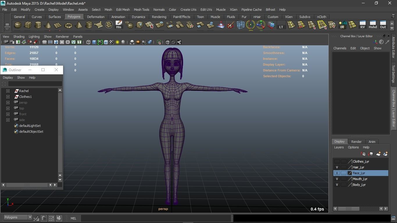 Rachel cartoon Teen Female Character 3D model_15