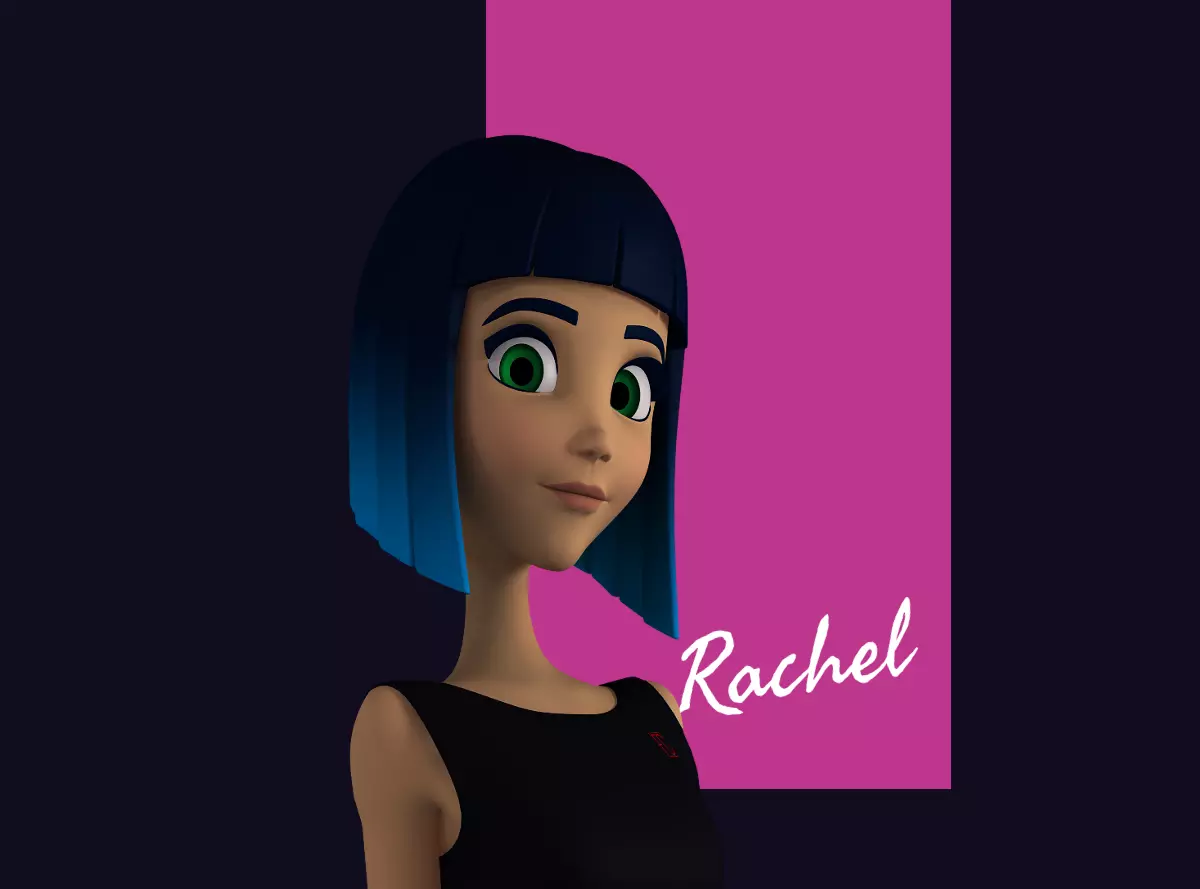 Rachel cartoon Teen Female Character 3D model_0