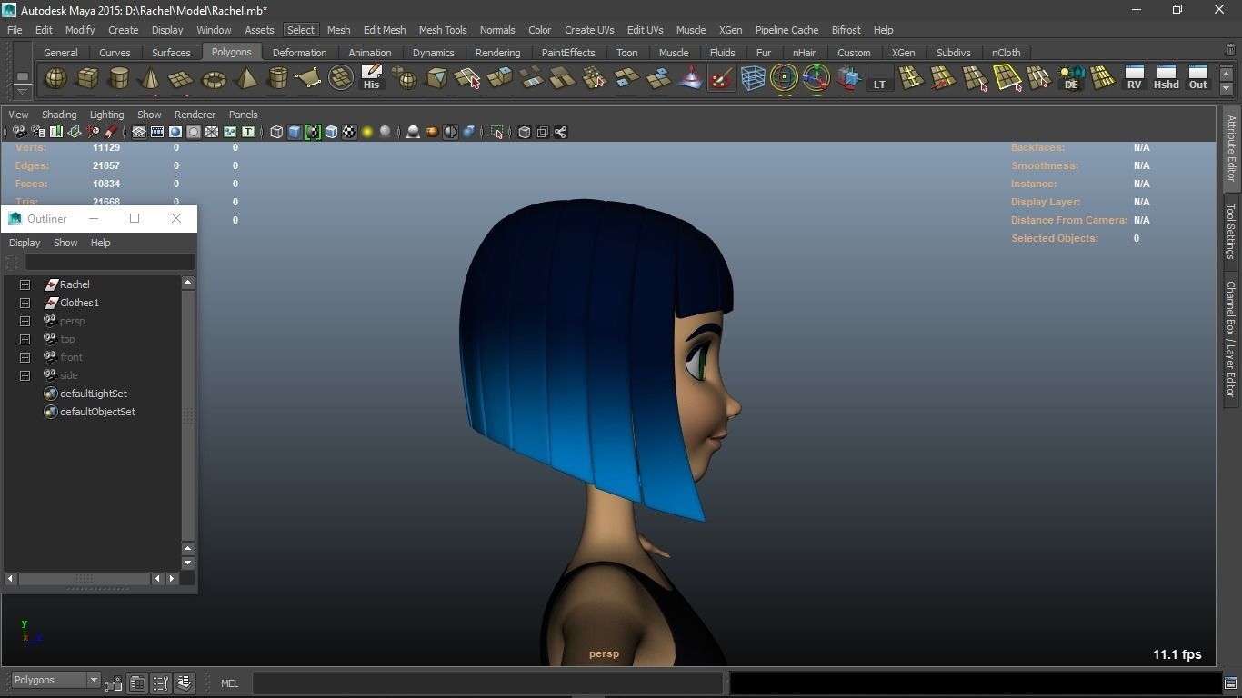 Rachel cartoon Teen Female Character 3D model_8