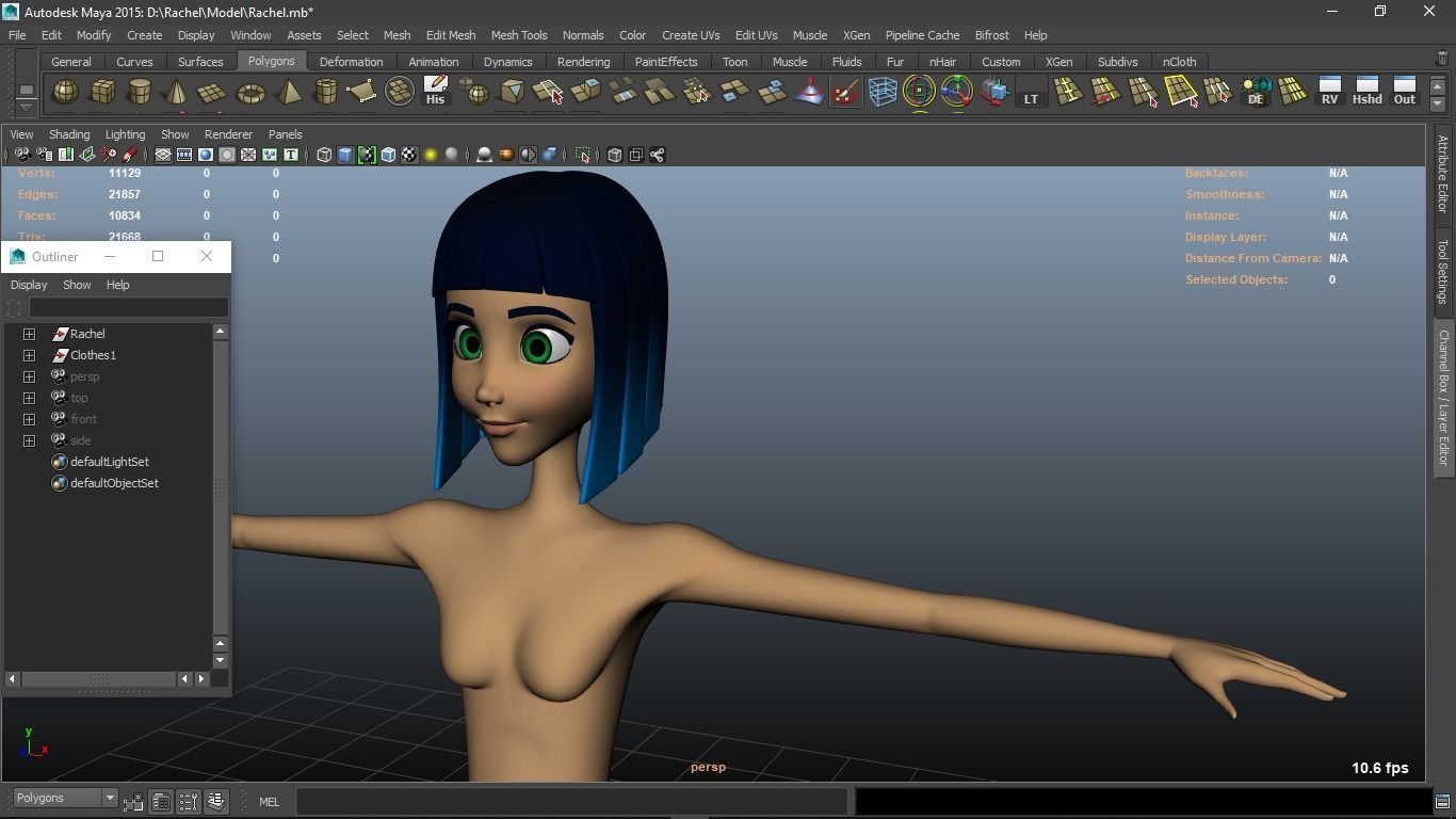 Rachel cartoon Teen Female Character 3D model_22