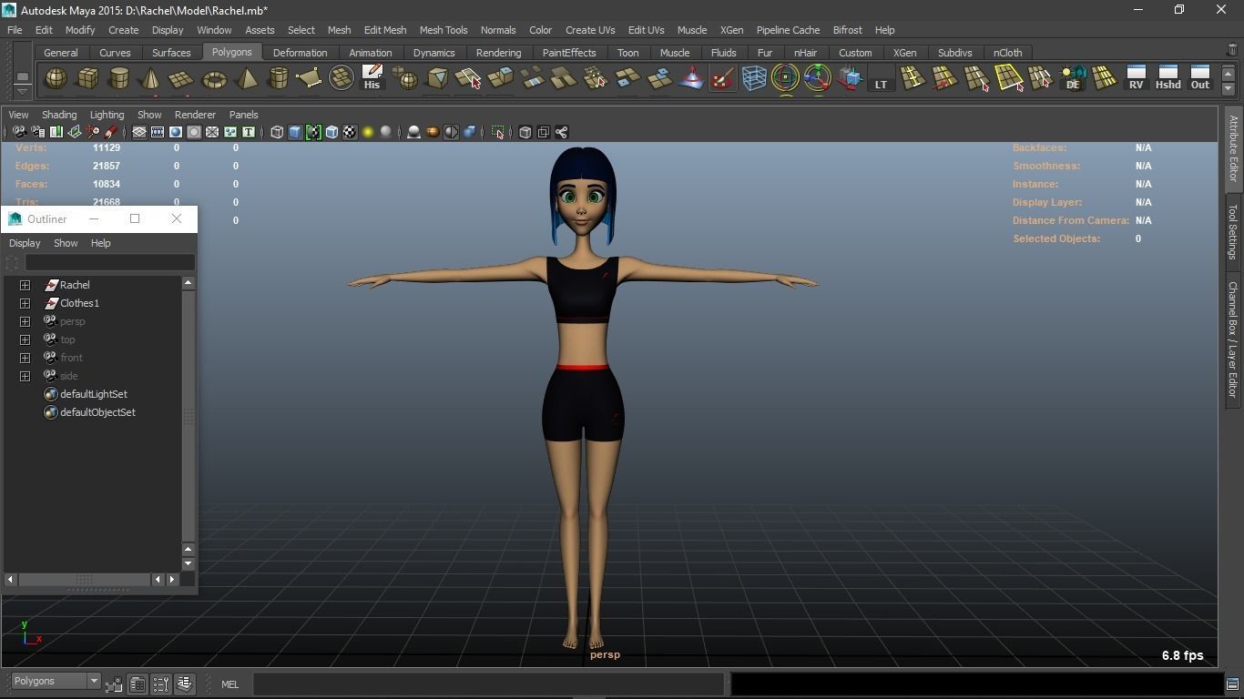 Rachel cartoon Teen Female Character 3D model_10