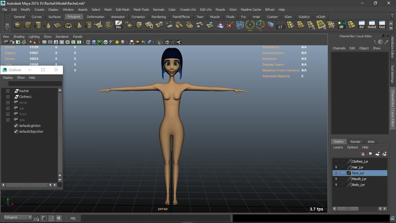 Rachel cartoon Teen Female Character 3D model_14