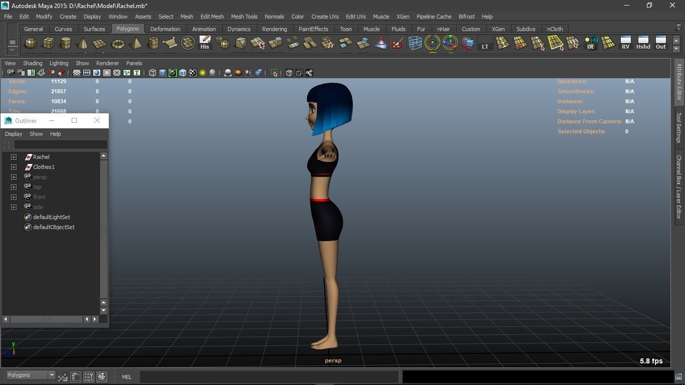 Rachel cartoon Teen Female Character 3D model_11