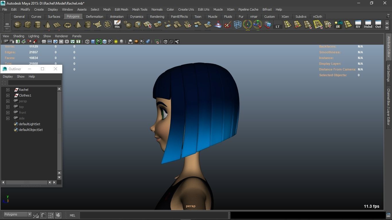 Rachel cartoon Teen Female Character 3D model_4