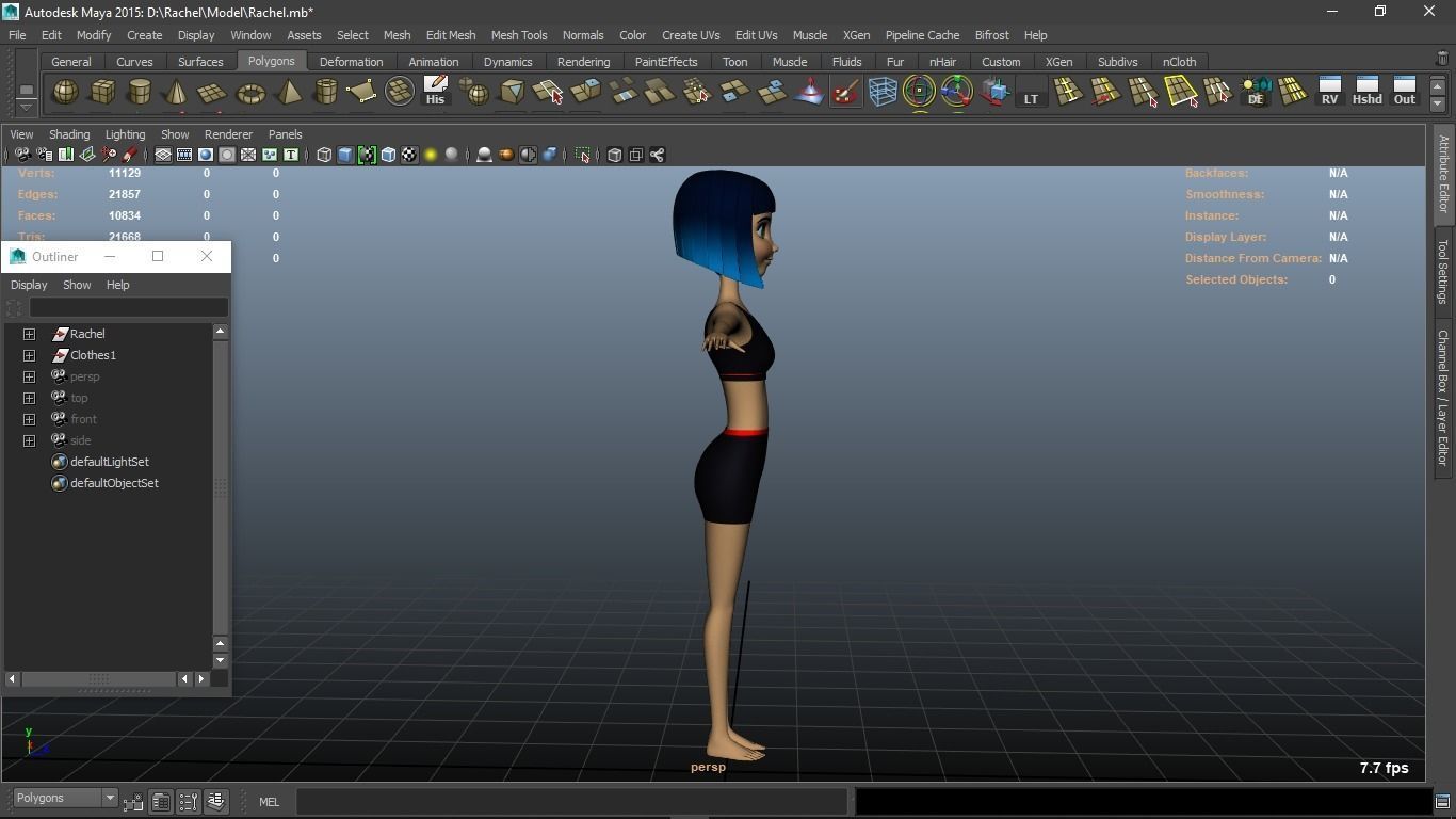 Rachel cartoon Teen Female Character 3D model_13