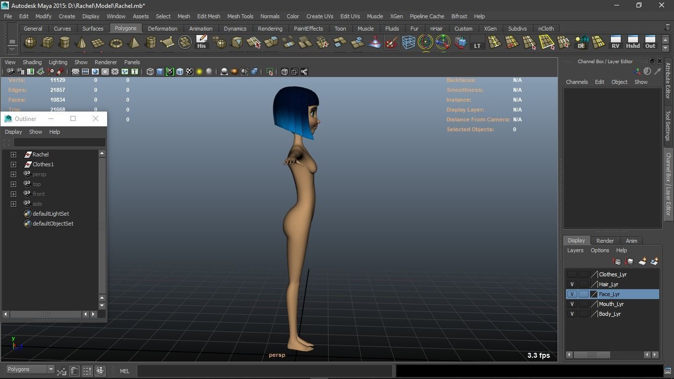 Rachel cartoon Teen Female Character 3D model_20