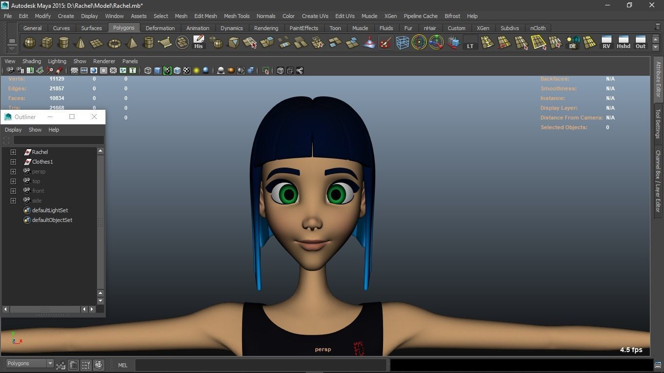 Rachel cartoon Teen Female Character 3D model_2