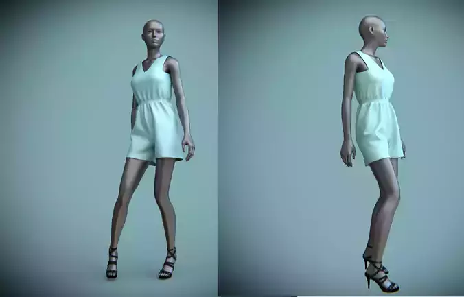 jumpsuit shorts on female mannequin 1 3D model