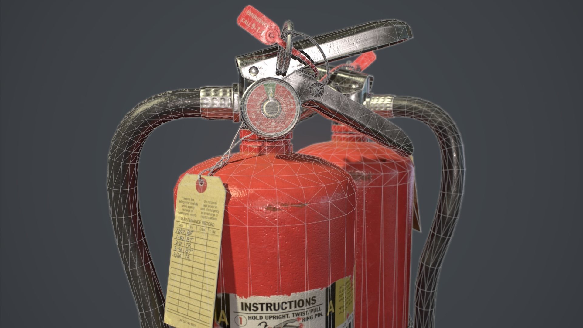 ABC Dry Chemical Fire Extinguisher 10 lb Low-poly 3D model_3