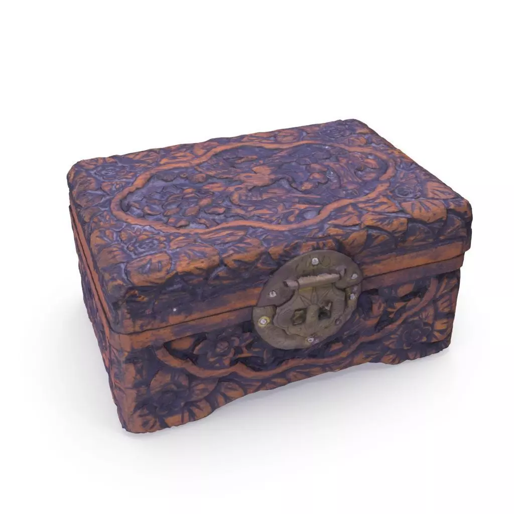 Small Chinese Chest 06 - Low and High Poly version Low-poly 3D model_0