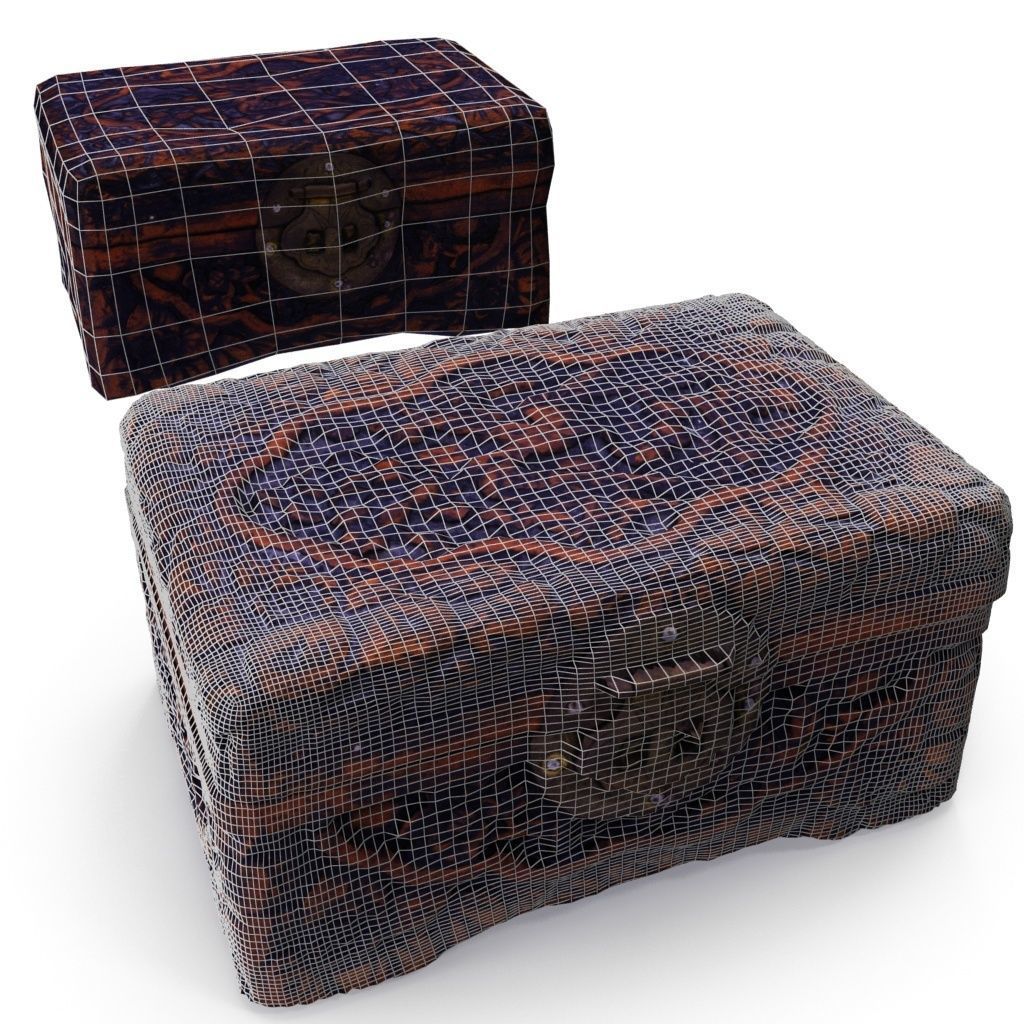 Small Chinese Chest 06 - Low and High Poly version Low-poly 3D model_1