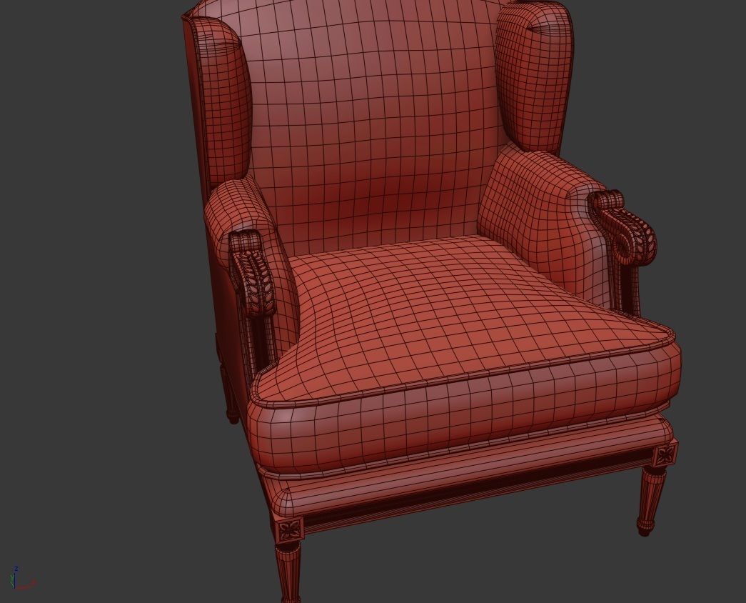 Bergere Jersey Armchair 3D model 3D model_3