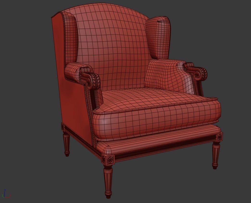 Bergere Jersey Armchair 3D model 3D model_1