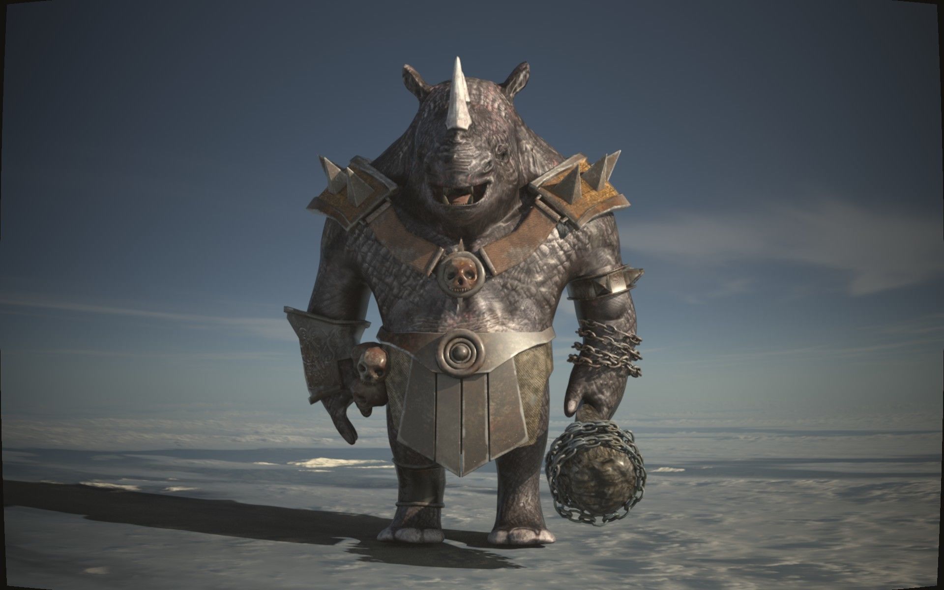 rhino game character  pbr -vr Low-poly 3D model_20