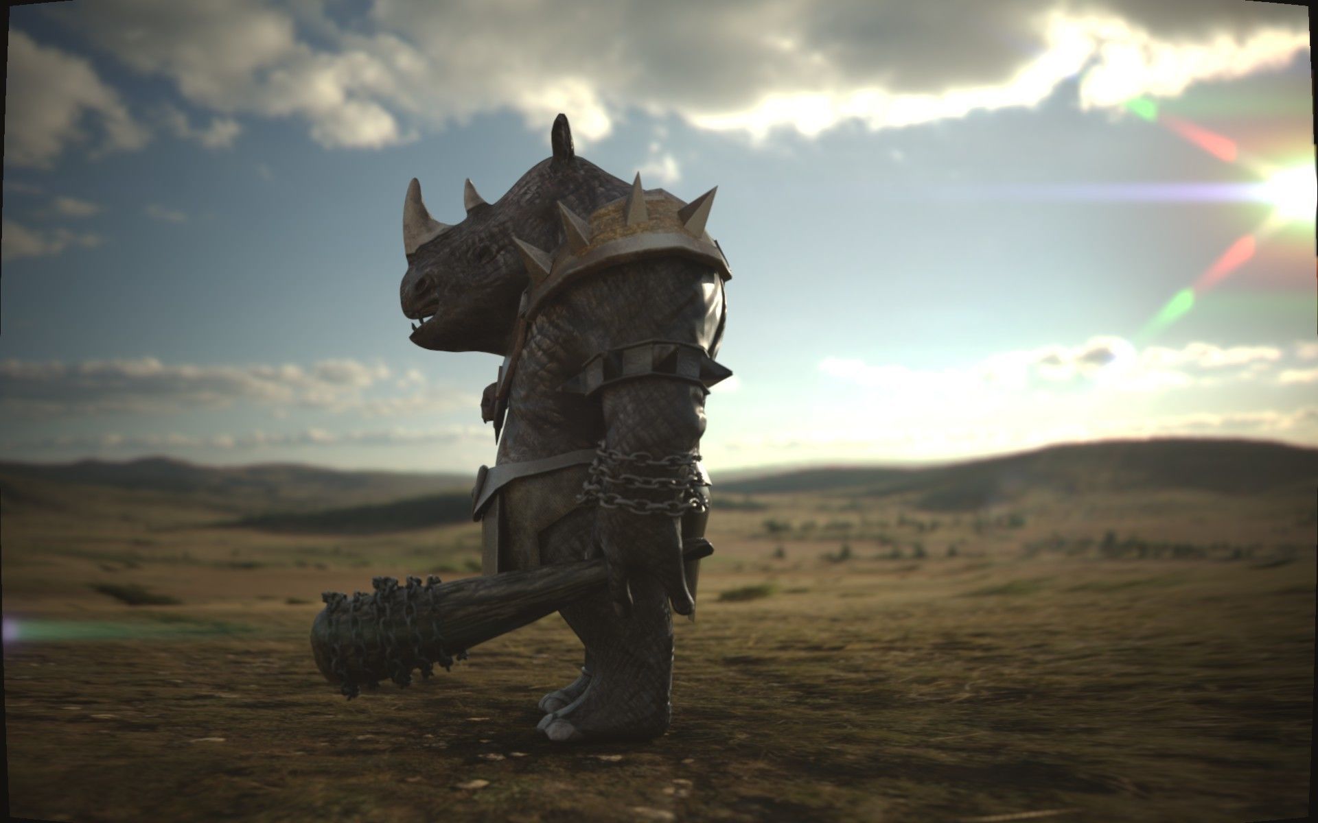 rhino game character  pbr -vr Low-poly 3D model_19