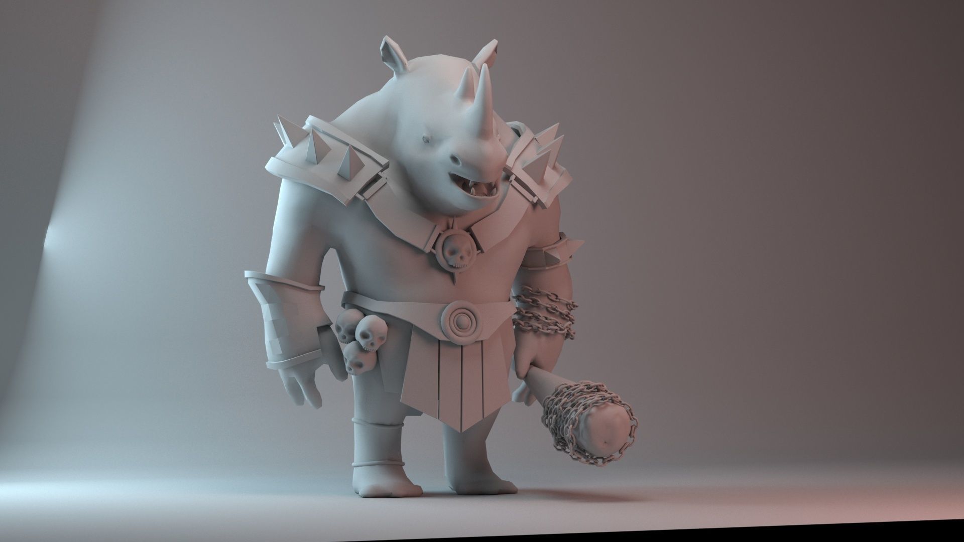 rhino game character  pbr -vr Low-poly 3D model_14