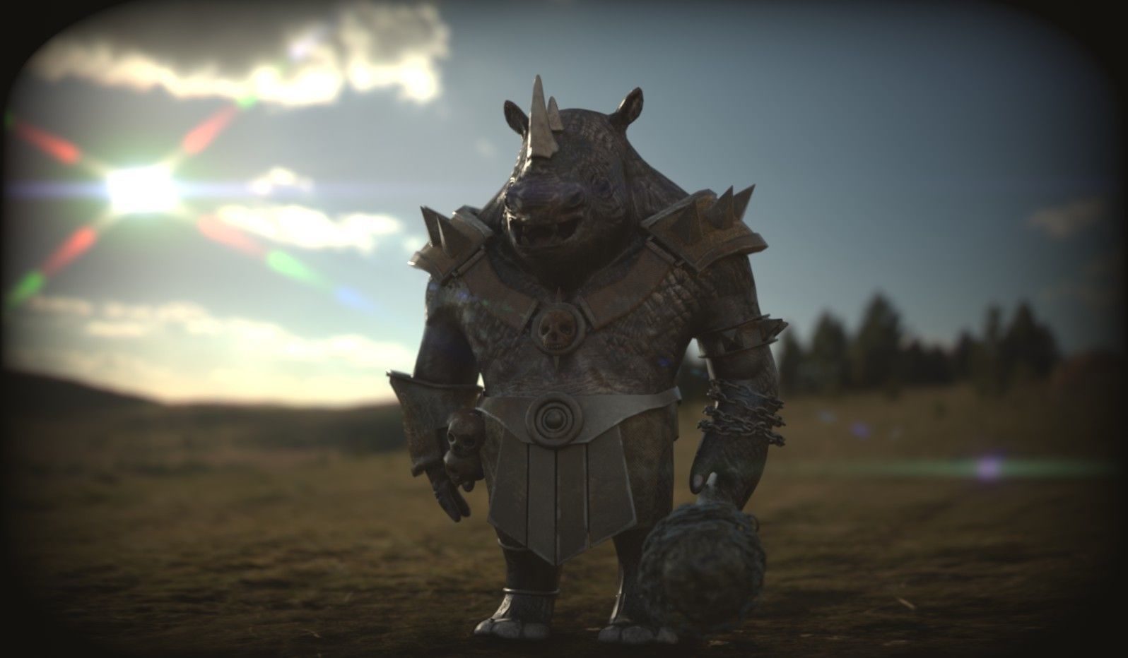 rhino game character  pbr -vr Low-poly 3D model_18