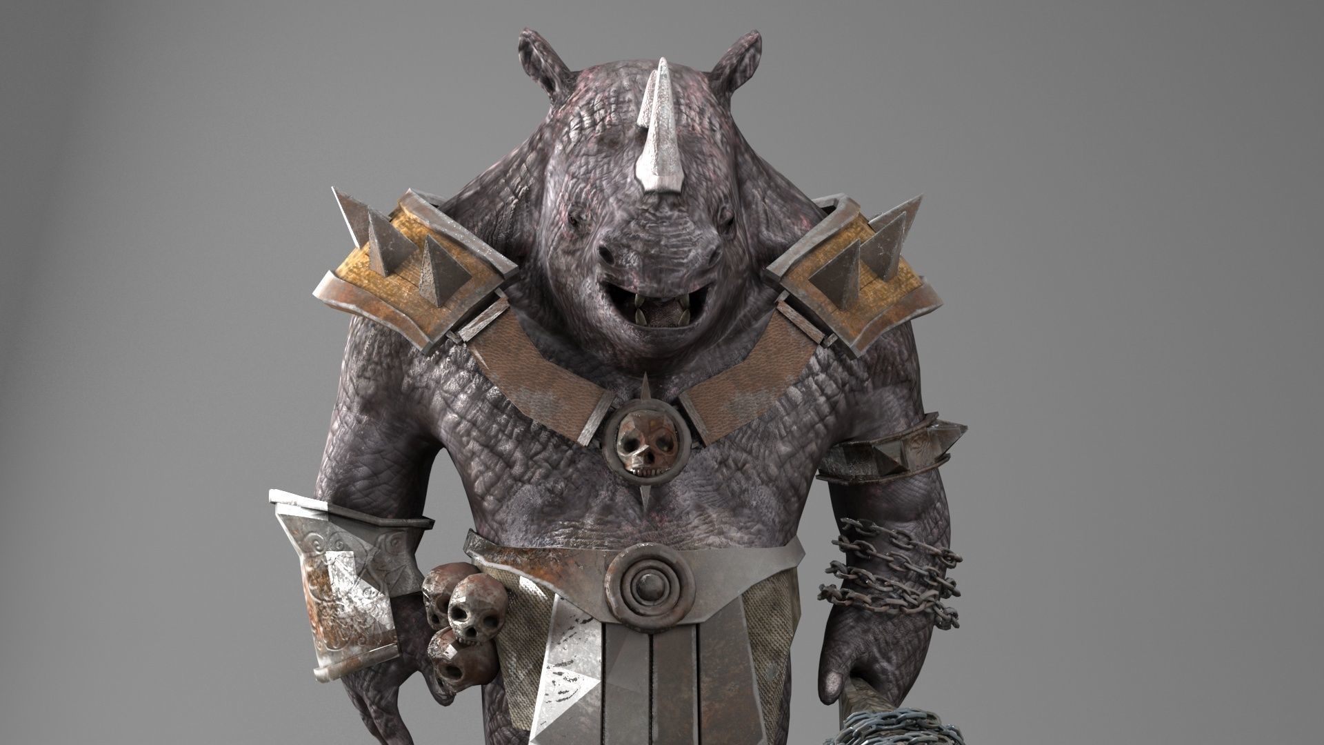 rhino game character  pbr -vr Low-poly 3D model_7