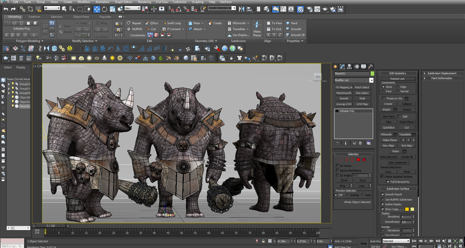 rhino game character  pbr -vr Low-poly 3D model_24
