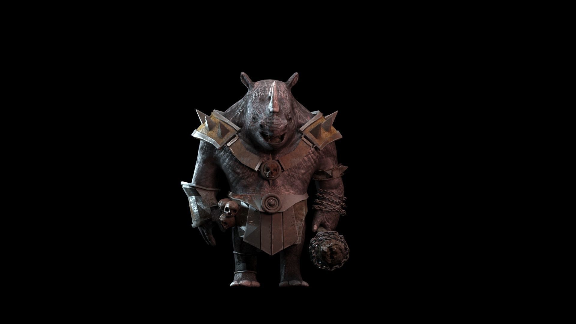rhino game character  pbr -vr Low-poly 3D model_8