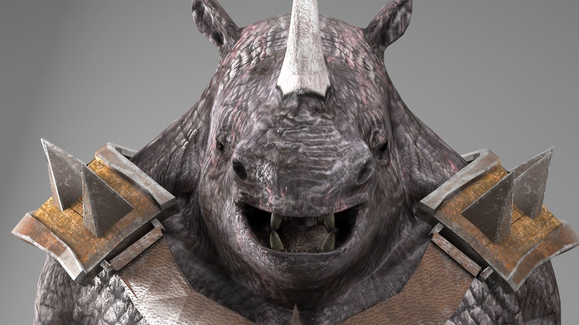 rhino game character  pbr -vr Low-poly 3D model_3